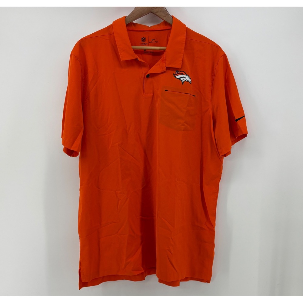 Denver Broncos Polo Shirt Nike NFL On-Field Apparel Men XL Orange Dri-Fit